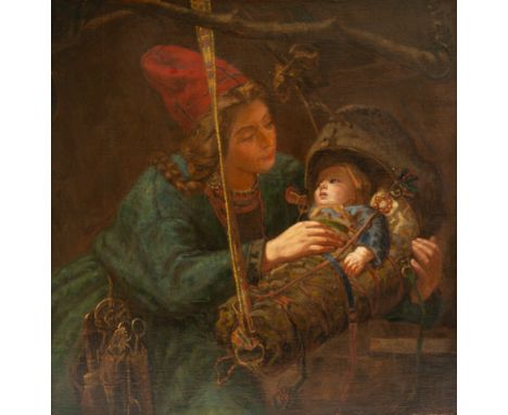 UNKNOWN RUSSIAN ARTISTMother with Child , oil on canvas 94 x 92 cm (37 x 36 1/4 in.)CONDITIONObserved in frame, the work is i