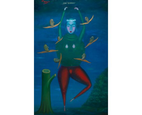 LEONID PURYGIN (RUSSIAN 1951-1996)Dunya Ballerina, 1990 oil on canvas 177 x 111 cm (69 3/4 x 43 3/4 in.) signed lower center,