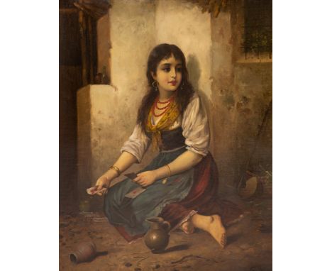 J.L. RONAY (HUNGARIAN 19TH CENTURY)Portrait of a Young Girl ,  oil on canvas 79.5 x 63 cm (31 1/4 x 24 3/4 in.) signed lower 