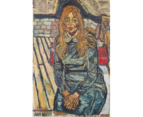 JOHN BRATBY (BRITISH 1928-1992)Therese Verlaine, 1961 oil on canvas 107 x 71.5 cm (42 1/8 x 28 1/8 in.)  signed and titled lo