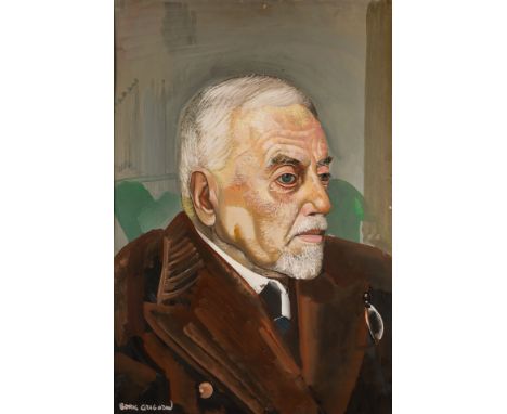 BORIS GRIGORIEV (RUSSIAN 1886-1939)Portrait of a Mangouache and graphite on board 54 x 36 cm (21 1/4 x 14 1/4 in.) [sight] si