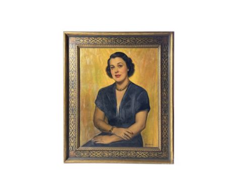 DAVID IMMERMAN (AMERICAN, B.1911-2003) - PORTRAIT OF A LADY
Oil on canvas
Signed lower right and dated 1949
79cm x 81cm; with