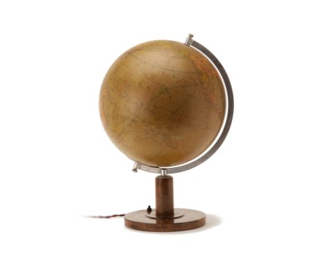 AN ILLUMINATED GERMAN COLUMBUS ERDGLOBUS GLASS GLOBE
A terrestrial globe produced by the German company Columbus Erdglobus, m