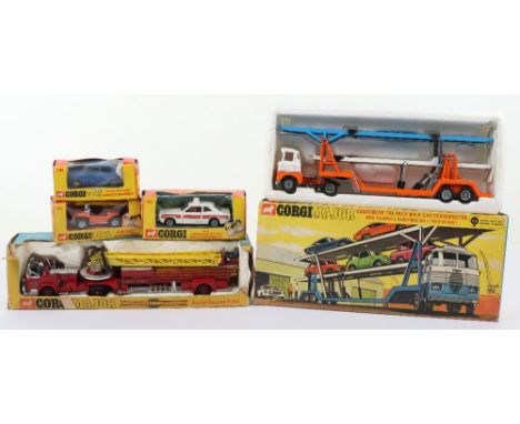 Five Boxed Vintage Corgi Toys,204 Morris Mini Minor,  395 Wizzwheels Fire Bug, 402 Ford Cortina Police Car, 1143 American Le 