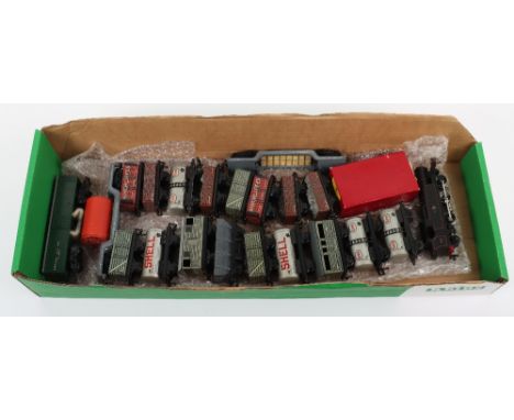 Trix Twin locomotive and rolling stock, 0-6-2 BR tank engine, boxed Esso tank wagon and twenty unboxed wagons including Shell