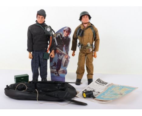 Vintage Palitoy Action Man Secret Mission To Dragon Island, on  gripping hands, eagle eyes, brown realistic hair doll, comple