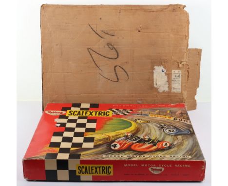Scalextric Vintage Model Motor Cycle Racing Set, MC1, includes, two MM/81 Typhoons red and green, one head loose in box, both