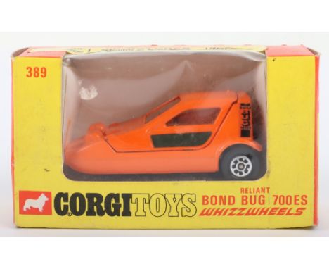 Corgi Toys 389 Reliant Bond Bug 700 ES, orange body, whizzwheels, in near mint original condition, with window display box, i