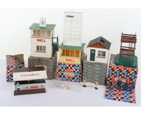 Vintage Boxed Scalextric Buildings and Accessories, including: A 201 Event Board and hut, A/228 Refreshments Kiosk, A/208 Con