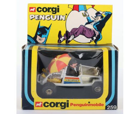 Corgi Toys 259 Penguin Mobile from ‘Batman’ in mint original condition, window display box is very good, crease to header car