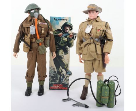 Two Original Action Man Soldiers of The Century, British Infantry, complete with Victoria Cross medal, ID disc, on brown hair