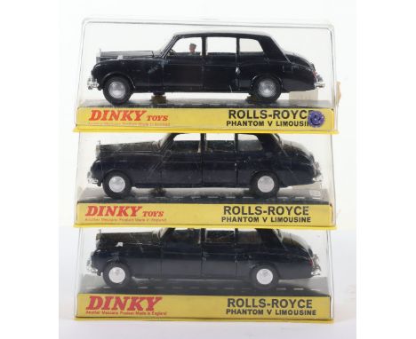 Nine Rolls Royce Models, including: three Boxed Dinky Toys 152 Rolls Royce Rolls Royce Phantom V Limousine Models, 1.dark blu