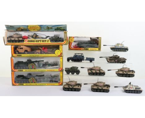 Vintage Corgi Toys Military Models, including: boxed 903 Chieftain Tank,908 AMX 30D  Recovery Tank, opened accessories, 908 A