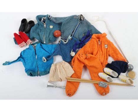 Quantity of Vintage Action Man Sportsman outfits and accessories, including: from Olympic Champion Track suit, shorts, runnin