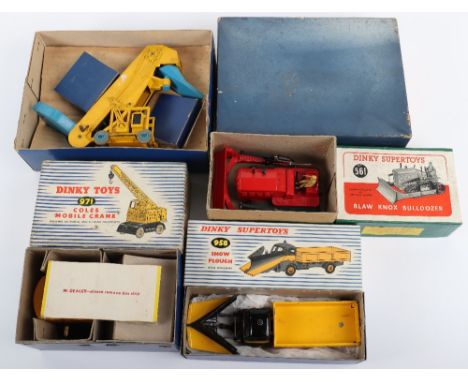 Boxed Dinky Toys Commercial Vehicles, 561 Blaw Knox Bulldozer red body, tan driver, rubber tracks, in red/white lidded label 