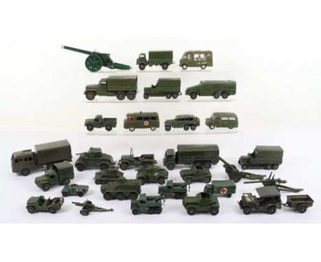 A Collection of Military Vehicles, including: Dinky Toys 2 x 151b 6-wheel covered wagon,  152a Light Tank,152b Reconnaissance