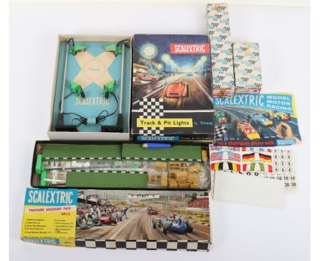 Vintage Scalextric Track &amp; Pit Lights MM/A329 set, HP/2 Track Accessory Pack, contains start/finish barrier, 6 x crash ba