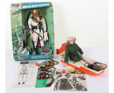 Boxed Palitoy Vintage Action Man Deep Sea Diving Equipment, Cat no:34504 waterproof white fabric suit, diving helmet, weighte