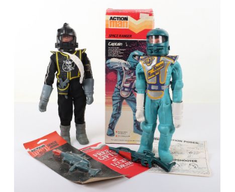 Boxed Vintage Palitoy Action Man Captain Space Ranger, Cat no. 934804, with gripping hands, eagle eyes, brown realistic hair,