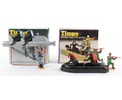 Two Timpo Modern Army Collection Sets, ref no: 755 Attack Craft with two frogman, plus two British soldiers and ref no:760 Tw