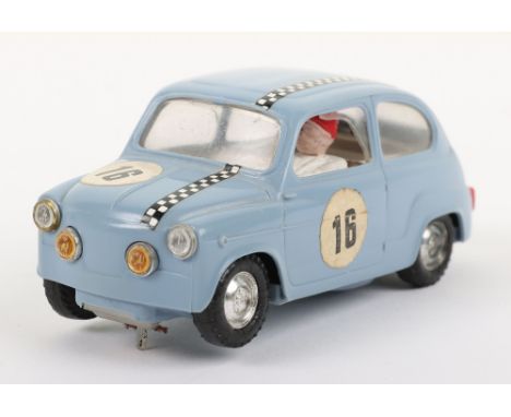 Scarce Spanish Scalextric Fiat T.C. 600 pale blue body/plastic base, RN.16, chequered decal, with driver, in excellent used o