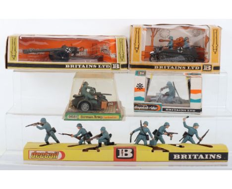 Britains  Deetail  German Infantry,  boxed: 7350 German Infantry set of six plastic figures, metal bases, on shop card displa