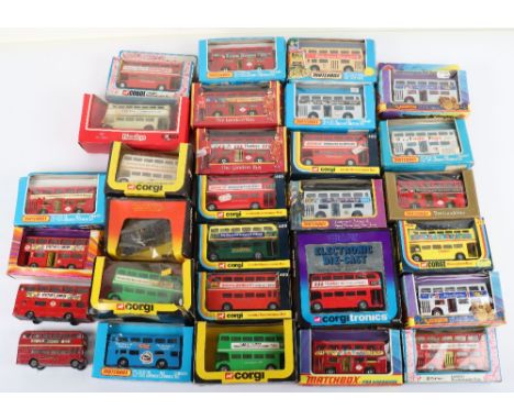 Quantity of Corgi and Matchbox 1970s buses diecast models, mixed buses from corgi and matchbox including, 15 boxed and 1 loos