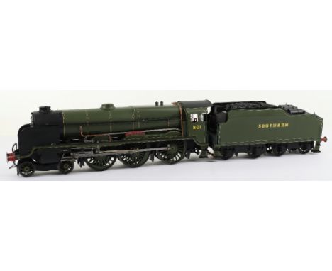 A good kit/scratch built gauge 1 electric 4-6-0 Southern ‘Lord Anson’ locomotive and tender, engine No.861 and Southern bogie