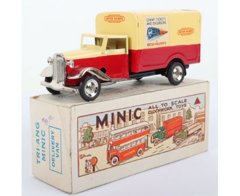 Boxed Tri-ang Minic 107M British Railways Delivery van, with working motor, standard cab, finished in maroon and cream, Briti