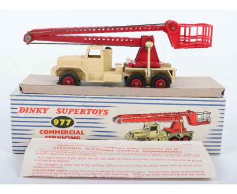 Dinky Supertoys 977 Commercial Servicing Platform Vehicle, red/cream body, in near mint original condition, with outriggers, 
