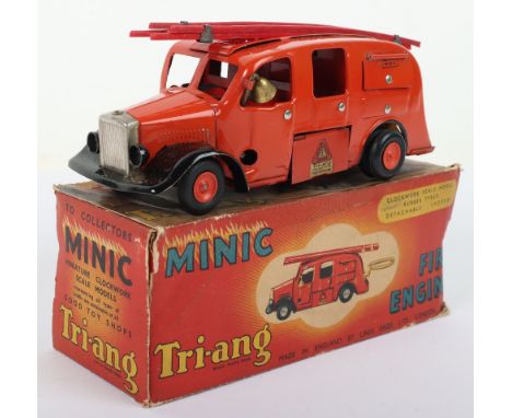 Tri-ang Minic 62M Fire Engine, with working motor, red with bell, ladder and plastic hubs, condition: generally, very good, h