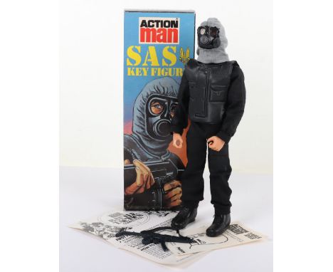 Boxed Original Palitoy Action Man SAS Key Figure, circa 1980, eagle eyed, gripping hands, doll, with combat suit, flak jacket