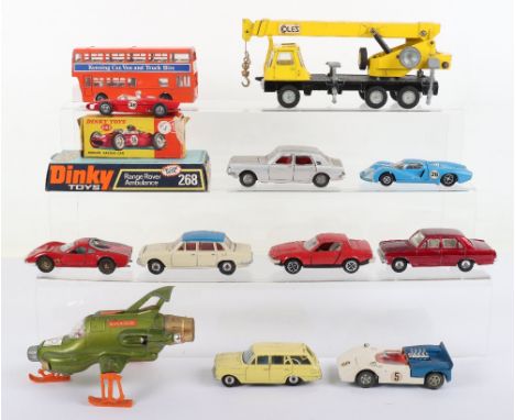 Quantity of Play-worn Dinky Toys, including: boxed 242 Ferrari Racing Car, unboxed:135 Triumph 2000,141 Vauxhall Victor Estat