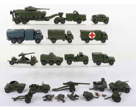 Quantity of Unboxed Military Dinky Toys, including: 151c Cooker trailer (missing wire stand) 161b Anti-Aircraft gun on traile