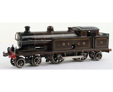 Bing for Bassett-Lowke gauge 0 clockwork LB &amp; SCR 4-4-2T locomotive, engine No.11 finished in brown lined livery, conditi
