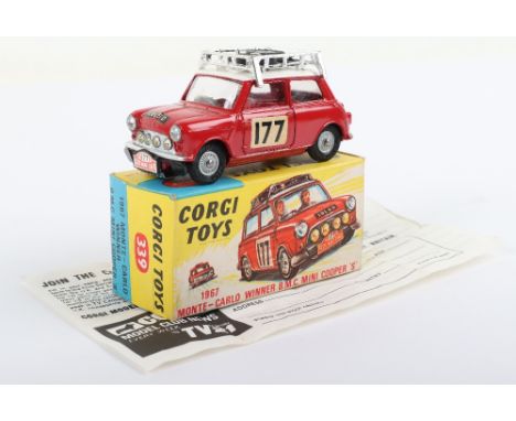 Corgi Toys Corgi Toys 339 Monte Carlo 1967 Winner B.M.C Mini Cooper S-2nd issue, red body, white roof, red interior, cast whe