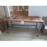 Table with butcher block top approx. 72"x 30"