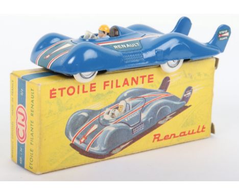 CIJ (France) 3/2 Renault, Etoile Filante, royal blue body, light blue driver, in mint original condition, illustrated box is 