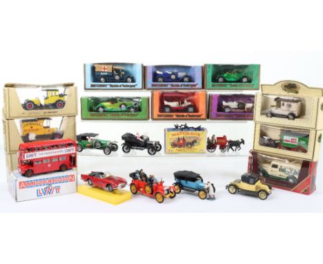 Quantity of Mixed Diecast Models, including: boxed Matchbox of Yesteryear Y-4 Horse Drawn London Fire Brigade Fire Engine, fi