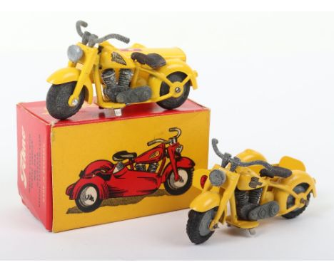 Two Tekno Harley Davidson Motorcycle Models, boxed 764 Harley Davidson Motorcycle with Closed Sidecar ‘Falk’, yellow diecast 