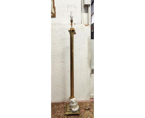STANDARD LAMP, 141cm H, brass. 