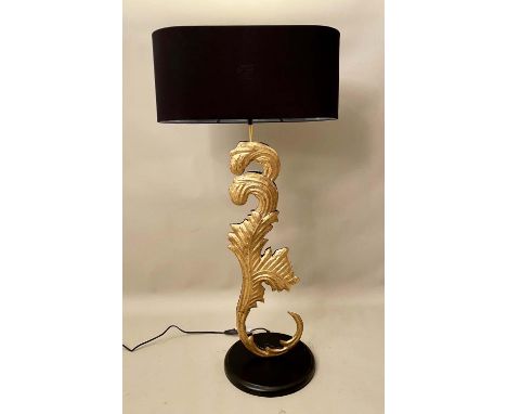 TABLE LAMP, Venetian inspired, oversized design, gilt metal scroll base, with shade, 102cm x 49cm x 21cm 