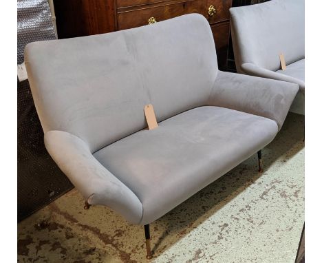 SOFA, 152cm L x 84cm H 1950's Italian style with light grey upholstery. 