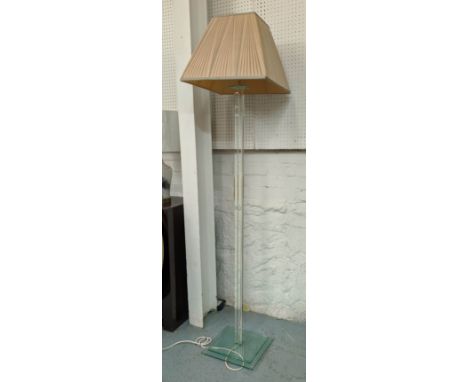 STANDARD LAMP, glass, 165cm H including shade. 