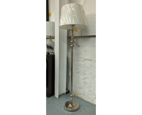 LAUREN RALPH LAUREN HOME FLOOR LAMP, polished metal, with shade, 145cm H. 