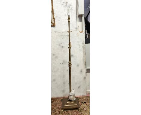 STANDARD LAMP, 180cm tall including shade, brass adjustable. 