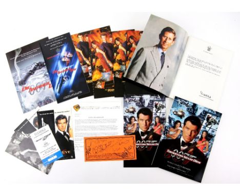 James Bond - Premiere brochures for Tomorrow Never Dies, GoldenEye, The World Is Not Enough, tickets, signed press show ticke