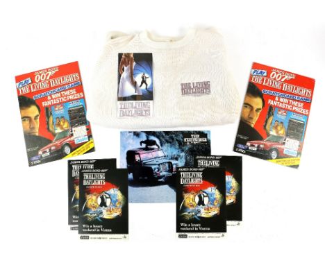 James Bond The Living Daylights - Two shop display boards, ticket to the press show, lobby card, original Sweatshirt &amp; fo