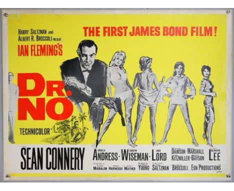 James Bond Dr. No (R-1967) British Quad film poster, the first in the James Bond series, starring Sean Connery, linen backed,