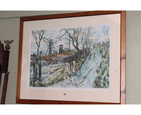 Tom Mcguinness, The Allotments, Easington, signed, titled and numbered 118/200, print, framed, 47.5cm by 67.5cm